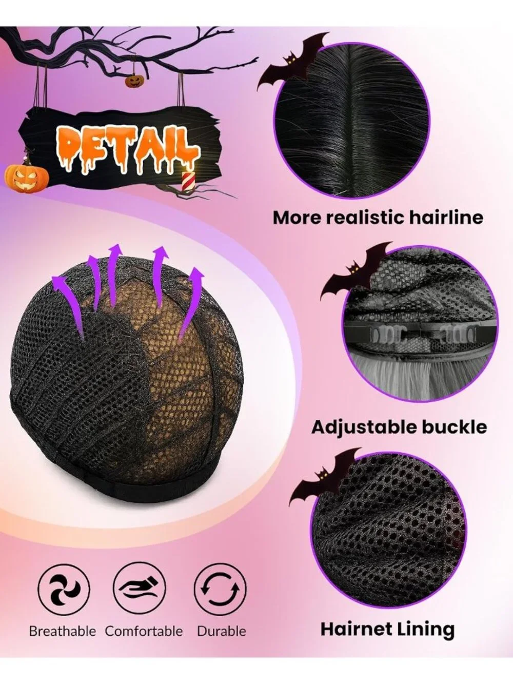 Women's Purple Cosplay Convenient Set Include Adjustable Wig Cap Headpiece
